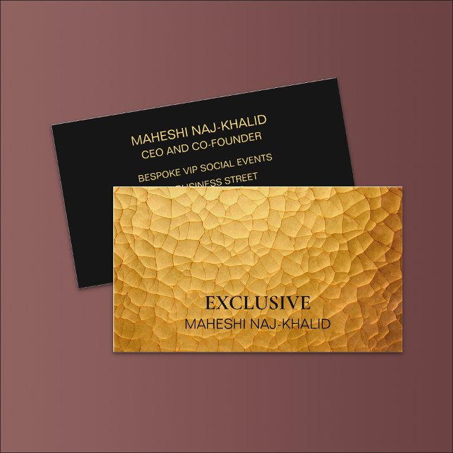 Cartão De Visita Na moda Preto Dourado com Hammered Exclusivo (Criador carregado)