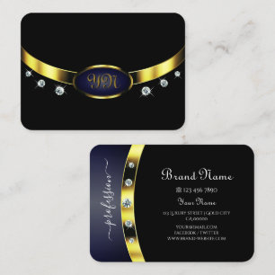 Cartão De Visita Na moda Preto e Dourado com Sinais de Sinalização