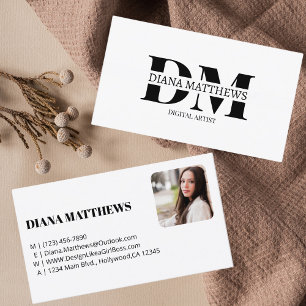 Cartão De Visita Na moda preto moderno, foto profissional