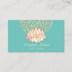 Cartão De Visita Na moda Professional Dourado Dots Lotus Mint Green