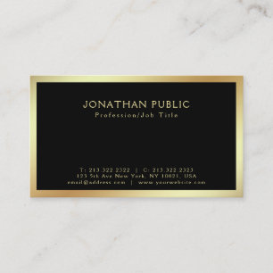 Cartão De Visita Na moda profissional Dourado preto moderno