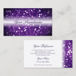 Cartão De Visita Na moda Purple Espumante Brilhante Branco