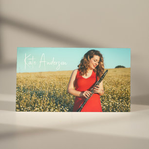 Cartão De Visita Na moda Script de Perfil de Fotografia Músico Pret