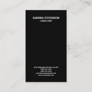 Cartão De Visita Na moda Simples e Minimalista Trendy Black Plain