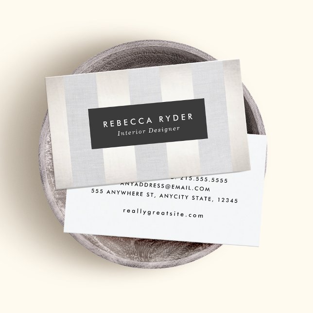 Cartão De Visita Na moda stripper Dourado e Linen Professional (Criador carregado)