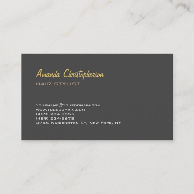 Cartão De Visita Na moda Trendy Cinza Hair Stylist Exclusivo (Frente)