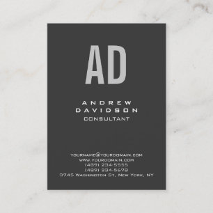 Cartão De Visita Na moda Trendy Cinza Monograma Placeado