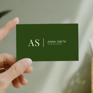 Cartão De Visita Na moda Verde Floresta Monograma Moderno