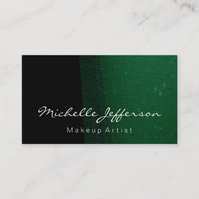 Cartão de visita Na moda verde-preto Makeup (Frente)