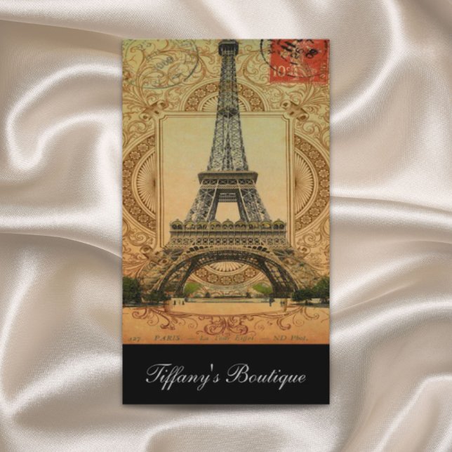 Cartão De Visita na moda vintage paris eiffel torre (fashion beauty salon stylish modern vintage paris eiffel tower business card)