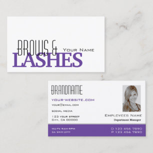 Cartão De Visita Na moda White e Purple Simple Photo Professional