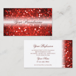 Cartão De Visita Na moda White e Red Sparkle Professional