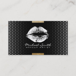 Cartão De Visita Na moda White Lábios Maquietam Artista Modernos Po