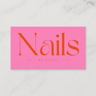 Cartão De Visita Nail Artist Hot Pink Red Typography 