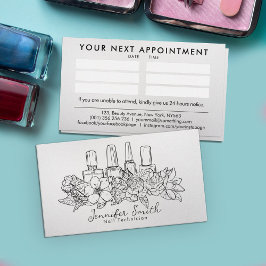 Cartão De Visita Nail Artist - ilustração da arte da linha floral