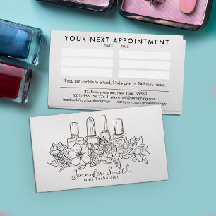 Cartão De Visita Nail Artist - ilustração da arte da linha floral
