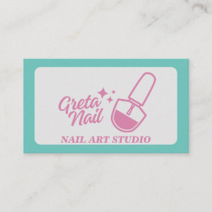 Cartão De Visita Nail Artist Lingu frasco cor-de-rosa e retrato de 