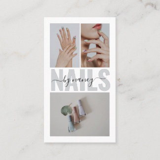 Cartão De Visita Nail Artist Qr Code Social Media 3 Photo Collage