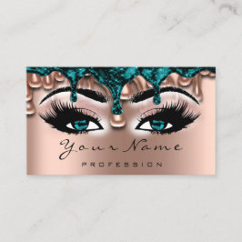 Cartão De Visita Nail Artist Teal Drives Rosa Lash Makeup Blue Wax