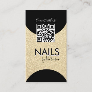 Cartão De Visita Nail Salon Beaust Artist QR Code Faux Glitter Dour