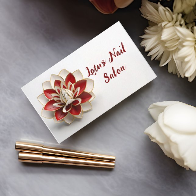 Cartão De Visita Nail Salon, Clínica de Beleza (Business card for nail salon displayed on table)