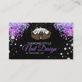 Cartão De Visita Nail Salon Diamond Roxo Glitter Compro Manicurista
