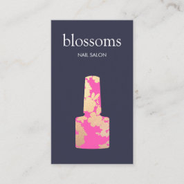 Cartão De Visita Nail Salon Dourado Glitter Floral