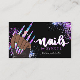 Cartão De Visita Nail Salon Holographic Glitter Nail Tech Beauty