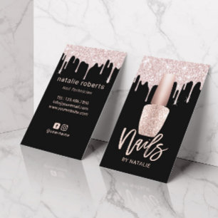Cartão De Visita Nail Salon Modern Rosa Dourado Drives Nail Manicur