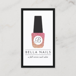 Cartão De Visita Nail Salon Monograma Glitter Nail Polonês