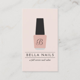 Cartão De Visita Nail Salon Monogramas em Blush Pink Nail Polonês I