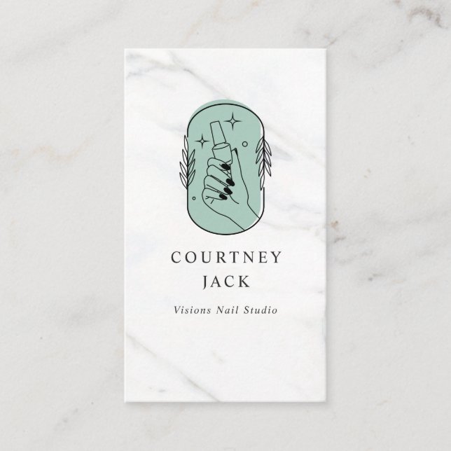 Cartão De Visita Nail Salon Nail Stylist Manicurista Luxury Marble (Frente)