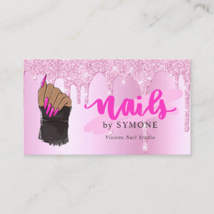 Cartão De Visita Nail Salon Pink Diamond Drivers Glitter Nail Tech