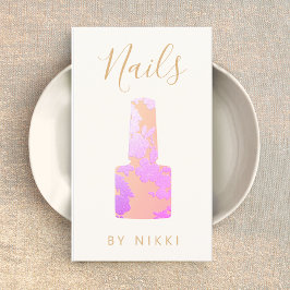 Cartão De Visita Nail Salon Pink Glitter Manicurist Business Square