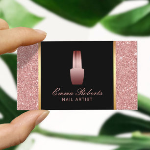 Cartão De Visita Nail Salon Polonês Makeup Artist Rosa Dourada Gli