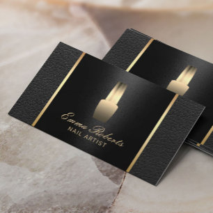 Cartão De Visita Nail Salon Polonês Makeup Artista Elegante Couro