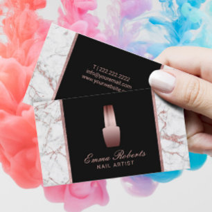 Cartão De Visita Nail Salon Polonês Makeup Artista Rosa Dourada mar