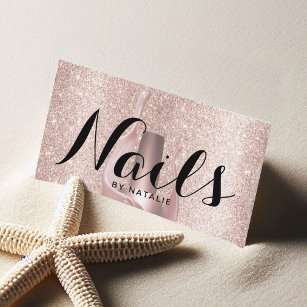 Cartão De Visita Nail Salon Polonês Manicurista Rosa de luxo Dourad