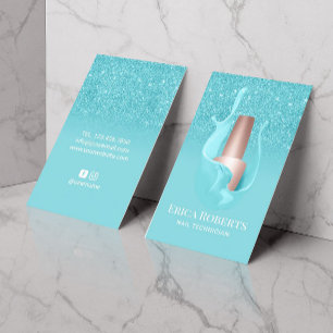 Cartão De Visita Nail Salon Turquoise Polonês Splash Makeup Artista