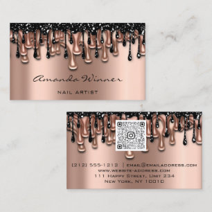 Cartão De Visita Nail Studio Drives Rosa QR Code Logo Wax Body Care