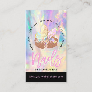 Cartão De Visita Nail Tech Crystal Holographic Nail Compro Business