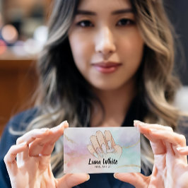 Cartão De Visita Nail Tech Manicure Watercolor