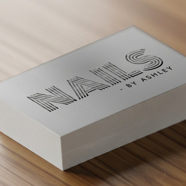 Cartão De Visita Nail Tech Salon Silver Modern Professional (Nail Tech Salon Silver Modern Professional Business Card
)