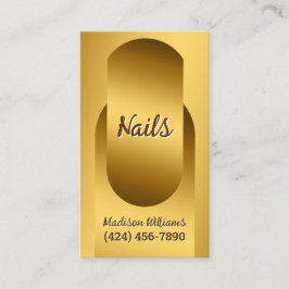 Cartão De Visita Nail Technician Custom QR Golden Business Card