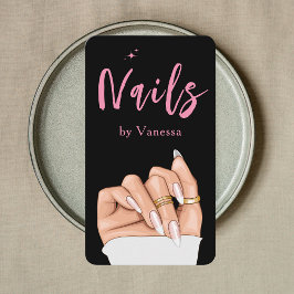 Cartão De Visita Nail Technician Qr Code Unhas Art Salon Black