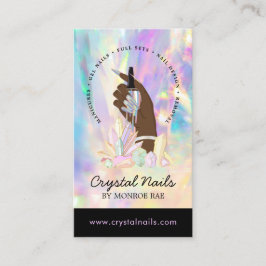 Cartão De Visita Nail Technician Salon Artist Crystal Holographic 