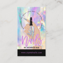 Cartão De Visita Nail Technician Salon Holographic Business C