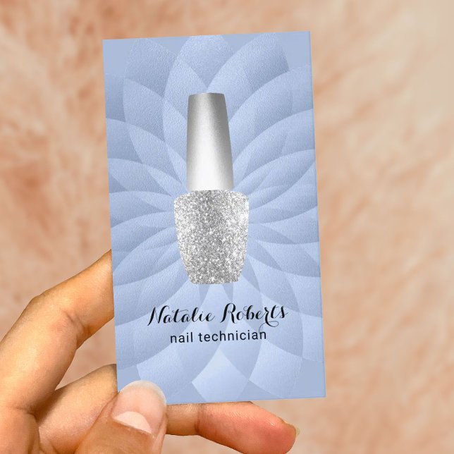 Cartão De Visita Nail Technicus Manicurist Blue Spiral Salon SPA (Criador carregado)