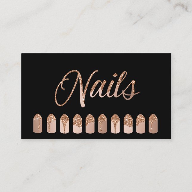 Cartão De Visita Nails Artist Dripping Rosegold Glitter (Frente)