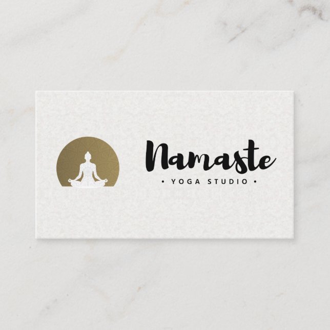 Cartão De Visita Namaste Cursivo | Meditação Yoga (Frente)